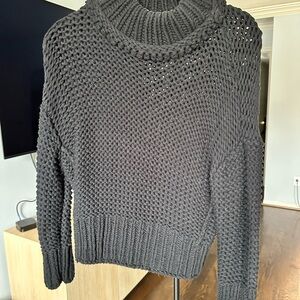 Free People Chunky Knit Black Turtleneck Sweater